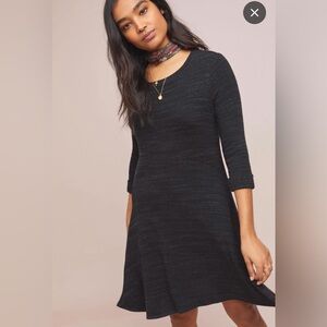 ANTHROPOLOGIE DOLAN Dark Grey 3/4 Sleeve Knee Length Sweater Dress